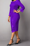 Elegant Solid Embroidered Hollowed Out Split Joint O Neck Straight Dresses