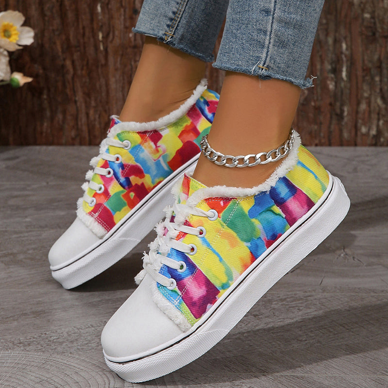 Casual Patchwork Frenulum Printing Round Comfortable Out Door Shoes