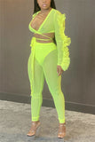 Fashion Sexy Perspective Mesh Fluorescent Green Set