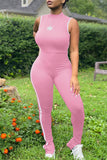 Casual Sportswear Solid Basic O Neck Skinny Jumpsuits