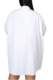 Casual Print Split Joint Mandarin Collar Shirt Dress Plus Size Tops