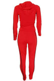 Fashion Casual Sports Hooded Red Two-Piece Suit