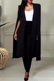 Fashion Casual Solid Slit Turn-back Collar Long Sleeve Two Pieces