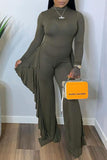 Fashion Casual Solid Split Joint Half A Turtleneck Jumpsuits