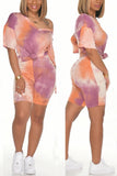 Fashion Casual Sportswear Living V Neck Short Sleeve Regular Sleeve Print Plus Size Set