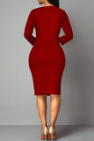 Casual Elegant Print Split Joint Slit Asymmetrical Collar One Step Skirt Dresses