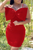 Sexy Solid Split Joint Spaghetti Strap Pencil Skirt Dresses