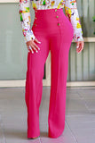 Stylish High Waist Double-breasted Design Polyester Pants
