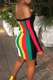 Sexy Multicolor Striped Twilled Satin Mini Dress