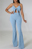 Fashion Sexy Solid Hollowed Out Backless Spaghetti Strap Skinny Jumpsuits