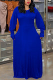 Fashion lantern sleeve Long Sleeves O neck A-Line Floor-Length Solid Dresses