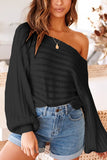 Fashion Casual Solid Pullovers Oblique Collar Tops