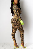 Casual Embroidery Two Piece Suits Print pencil Long Sleeve Two-piece Pants Set