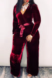 Casual Long Sleeves Belted One-piece Jumpsuit