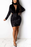 Fashion Sexy Hollowed Out Split Joint Turtleneck Dresses