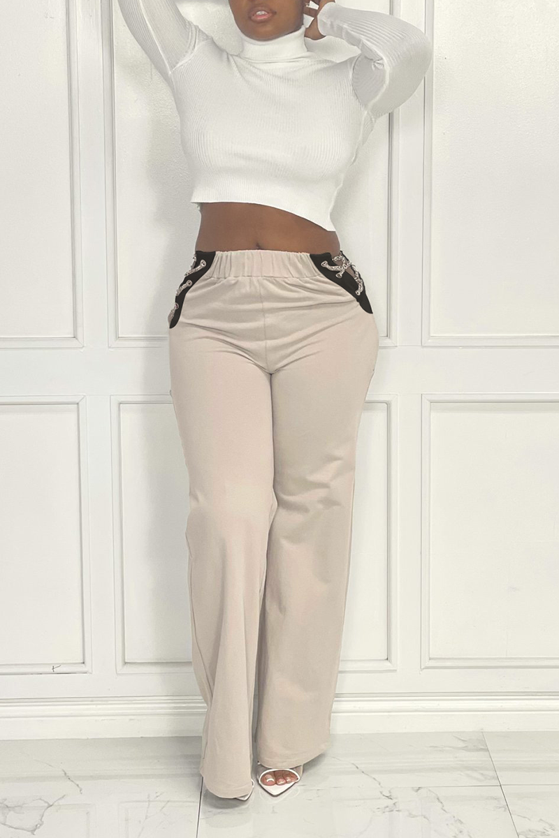 Casual Solid Hollowed Out Regular Mid Waist Straight Patchwork Bottoms