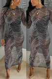 Sexy Fashion Striped Print Black Slim Dress