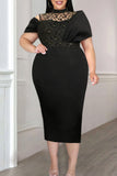 Sexy Formal Solid Hollowed Out Patchwork Half A Turtleneck Evening Dress Plus Size Dresses