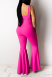 Sexy Fashion Sling Flared Pants Rose Red Set