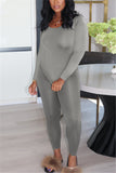 Casual Long Sleeve O Neck Regular Sleeve Regular Solid Two Pieces