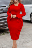 Casual Solid Patchwork Oblique Collar Long Sleeve Dresses
