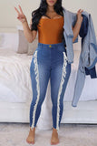 Fashion Street Solid Split Joint Plus Size Jeans