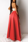 Fashion Sexy Irregular High Split Red Skirt