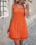 Hollow Out Lace Patch Casual Dress