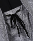 Open Front Tweed Blazer & Drawstring Pants Set