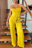 Sexy Casual Solid Bandage Spaghetti Strap Regular Jumpsuits