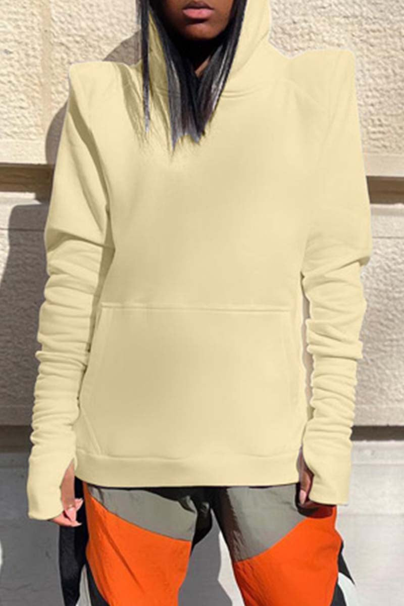 Casual Basic Hooded Collar Tops