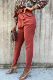 Fashion Casual High Waist Red Slim Trousers
