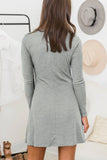 Fashion Casual Loose Single Breasted Gray Solid Dress