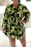 Casual Print Camouflage Print Split Joint Zipper Hooded Collar Plus Size Overcoat