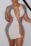 Sexy Solid Bandage Hollowed Out O Neck A Line Dresses