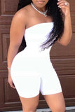 Sexy Casual Solid Backless Strapless Sleeveless Skinny Romper