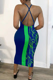 Sexy Casual Print Backless Spaghetti Strap Sleeveless Dress