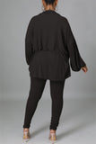 Fashion Casual Solid Cardigan Vests Pants Turndown Collar Long Sleeve Three-piece Set