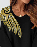 Angel Wings Pattern Contrast Sequin Casual Dress