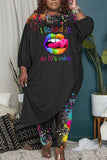 Casual Print Split Joint Off the Shoulder Plus Size Two Pieces