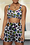 Casual Sportswear Print Vests U Neck Sleeveless Two Pieces