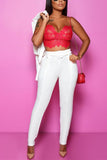 Sexy V-Neck Straight Suit White Two-Piece Suit