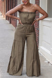 Fashion Sexy Strapless Sleeveless Off The Shoulder Loose Solid Jumpsuits