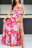 Sexy Sweet Vacation Floral Backless Printing Spaghetti Strap Printed Dress Dresses