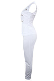 Fashion Sexy Two Piece Suits Solid Button Slim fit Regular Sleeveless Two-piece Pants Set