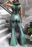 Fashion Casual Printed Green Long-Sleeved Coat Trousers Suit (Without Underwear)