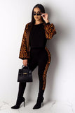 Polyester adult Fashion Sexy Slim fit Leopard serpentine Camouflage Print Two Piece Suits pencil Lon