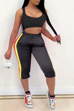 Casual Striped Split Joint Skinny High Waist Pencil Solid Color Bottoms