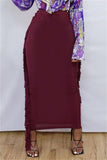 Fashion Casual Solid Tassel Regular High Waist Skirt