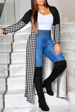 Casual Patchwork Print Patchwork Contrast Cardigan Collar Outerwear